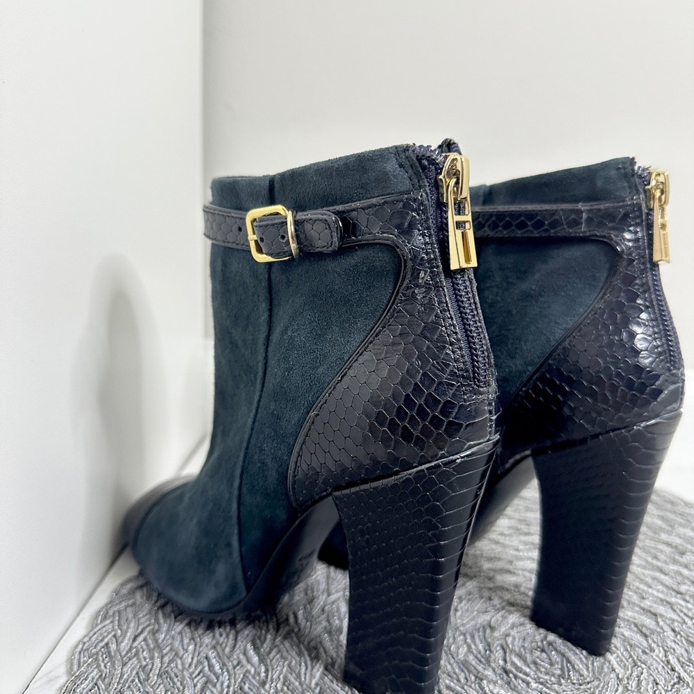 Tory Burch Suede croc Leather Trim Embellishment Boots - Picture 5 of 8